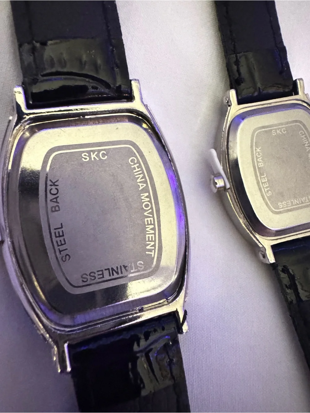 Classic Black Leather Strap His AND Hers Watches 2-for 1 with Silver-Tone Case